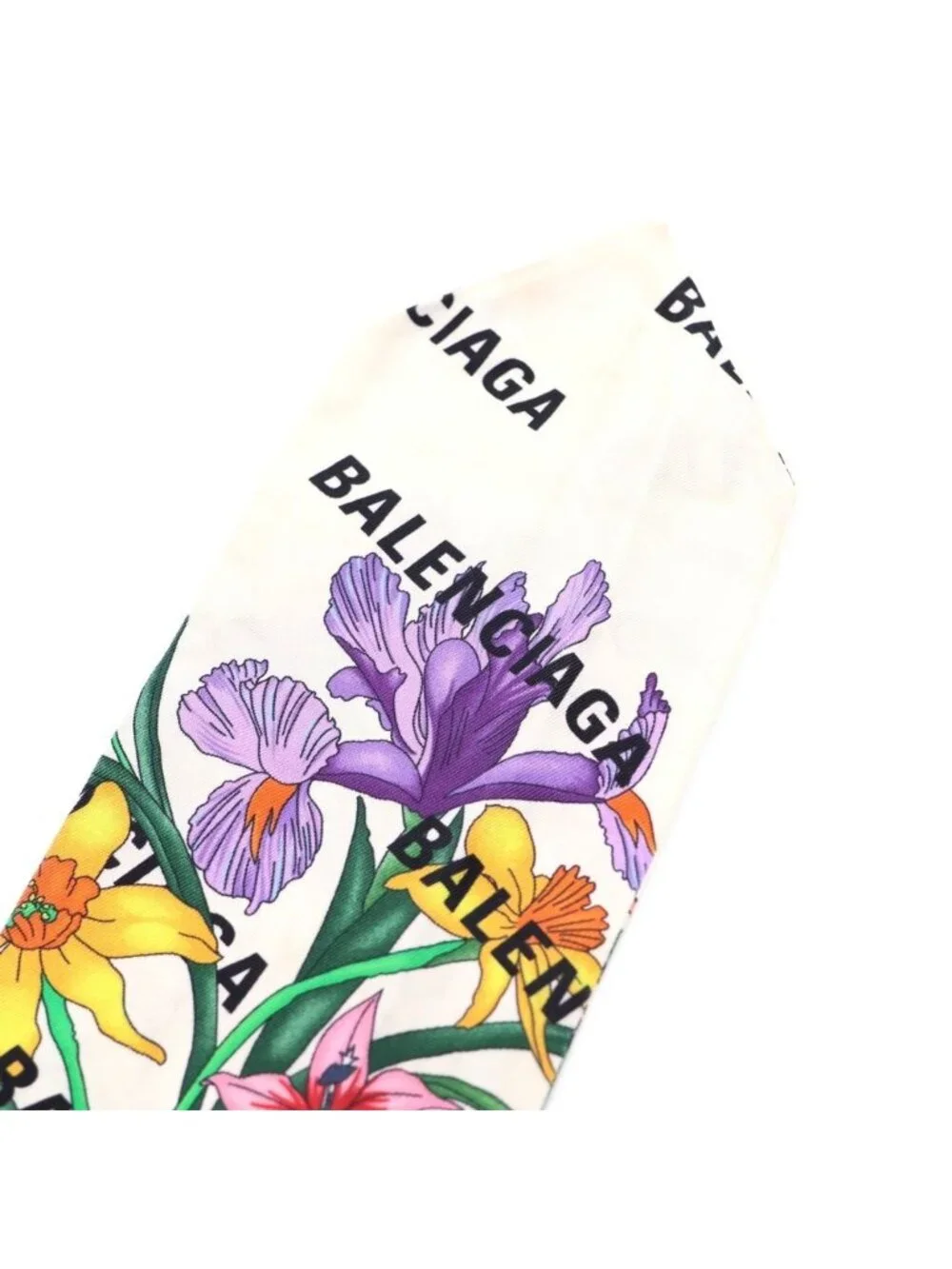 Gucci the Hacker Flora Print Silk Neck Bow the Project Floral Scarf White